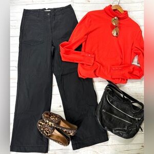 Monk & Lou cotton high rise wide leg pants
